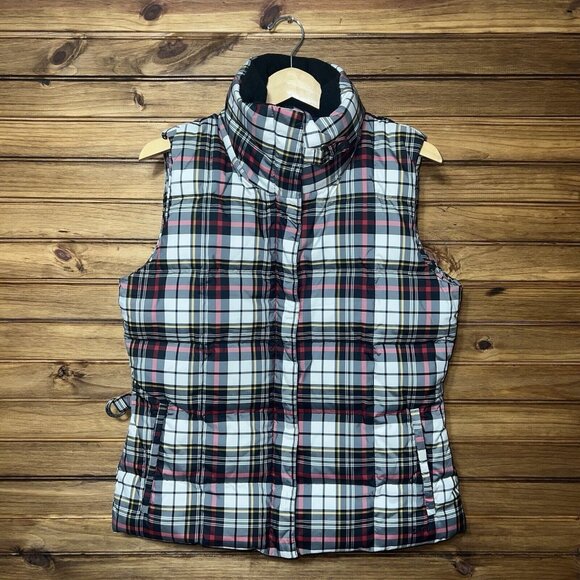 Eddie Bauer Womens Goose Down Puffer Vest Medium 700 Fill Power Plaid Gorpcore - Picture 1 of 10